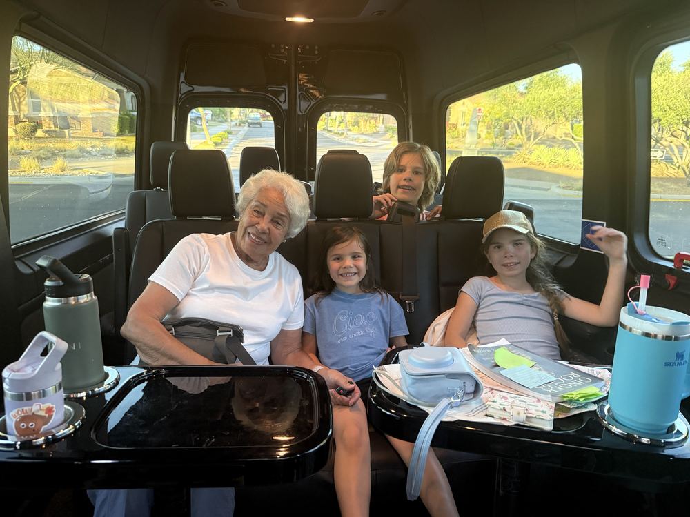 Grandma and kids in the Sprinter