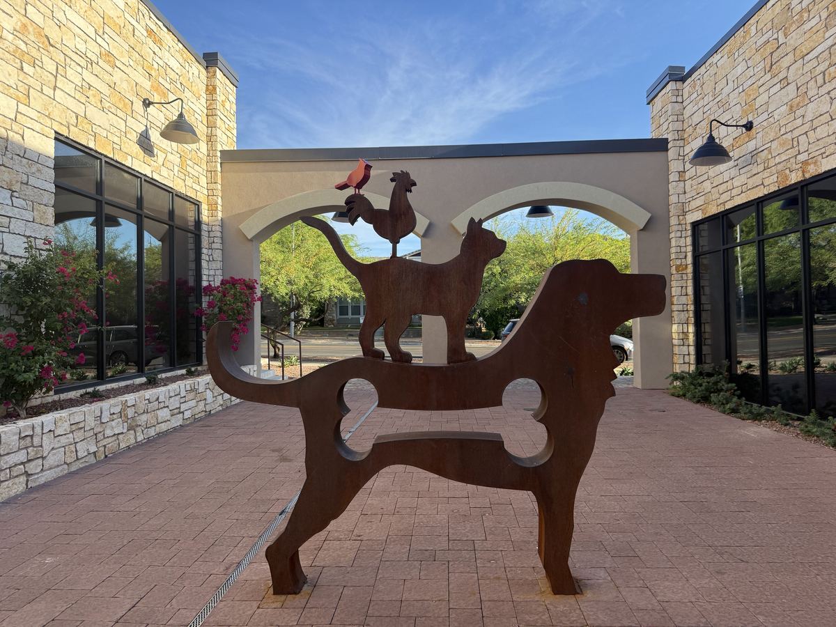 Rusty animal sculpture