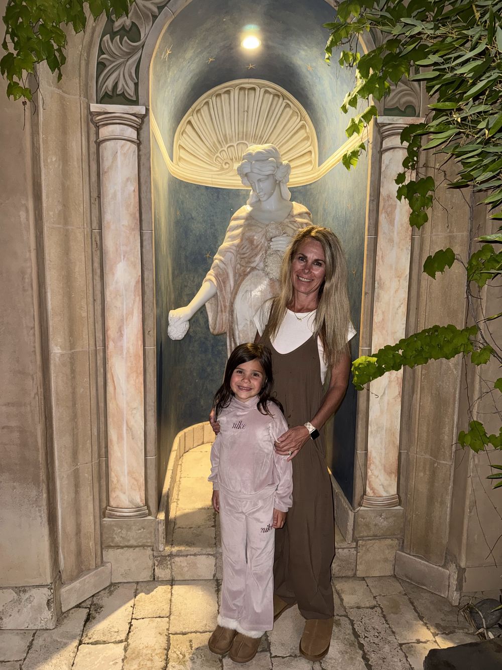 Dana and Capri at the Allegretto statue nook